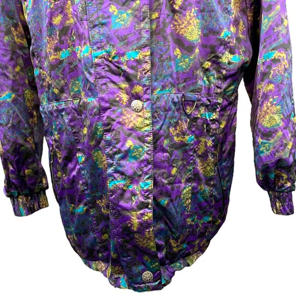 Havoc Size 12 Vintage 80s Ski Jacket Satin Psychedelic Deer Horse Print Winter - Picture 5 of 16